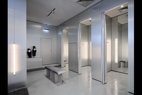 Fitting rooms in AlphaTauri's Knightsbridge store